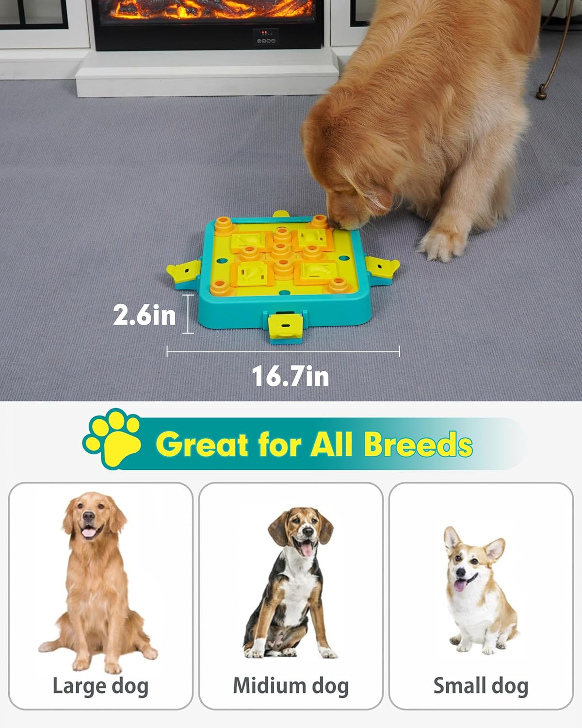 Dog Puzzle Toy Mental Stimulation - Level 3 in 1 Dogs Food Puzzles Toys, Dog Treat Puzzle Feeder (Advanced-Blue Board)