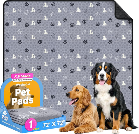 Washable Pee Pads for Dogs 72"x72", Extra Large Reusable Puppy Pads, Waterproof Pet Pee Pads for Dog Potty Training, Extra Large Dog Pee Pads for Crate, Playpen, and Whelping, Durable and Absorbent