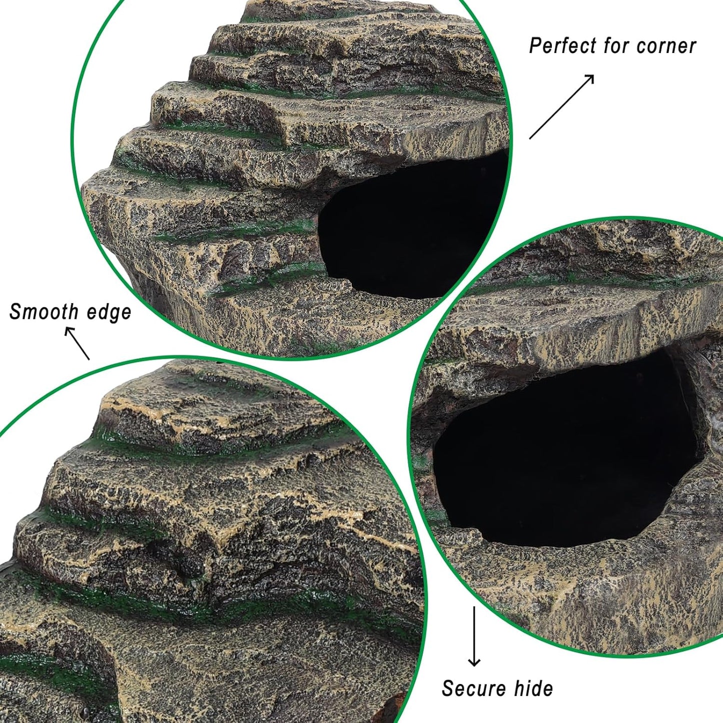 Beared Dragon Tank Accessories for Adults, Snake Hide, Reptile Tank Accessories, Perfect Natural Large Reptile Hide, Professional Turtle Basking Platform (E-Large)