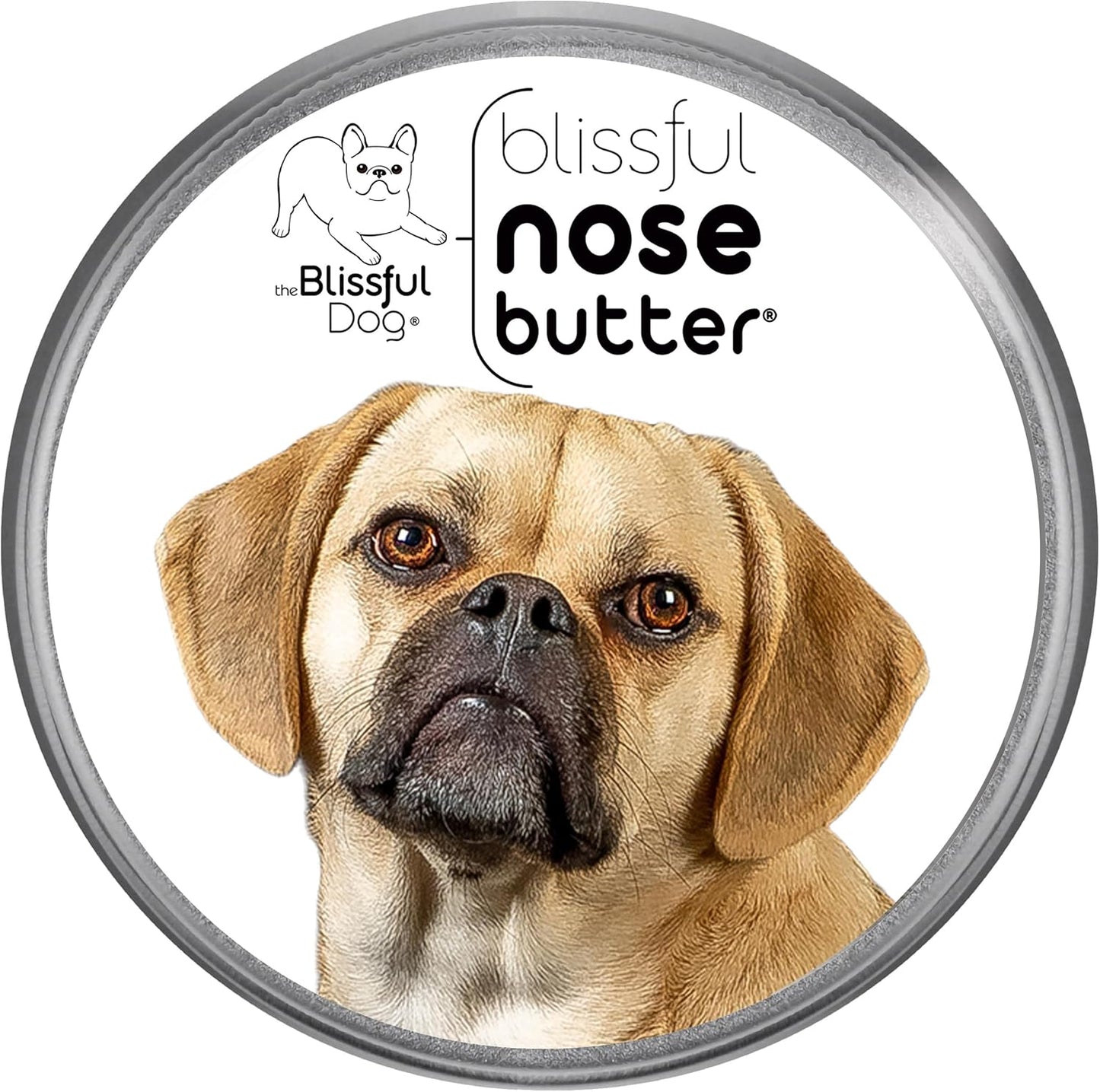 The Blissful Dog Puggle Nose Butter for Dry, Cracked Skin, Lick-Safe Dog Nose Balm with Moisturizing Shea Butter, Almond, Olive, and Essential Oils, Pet Supplies, Uncented, 4 oz.