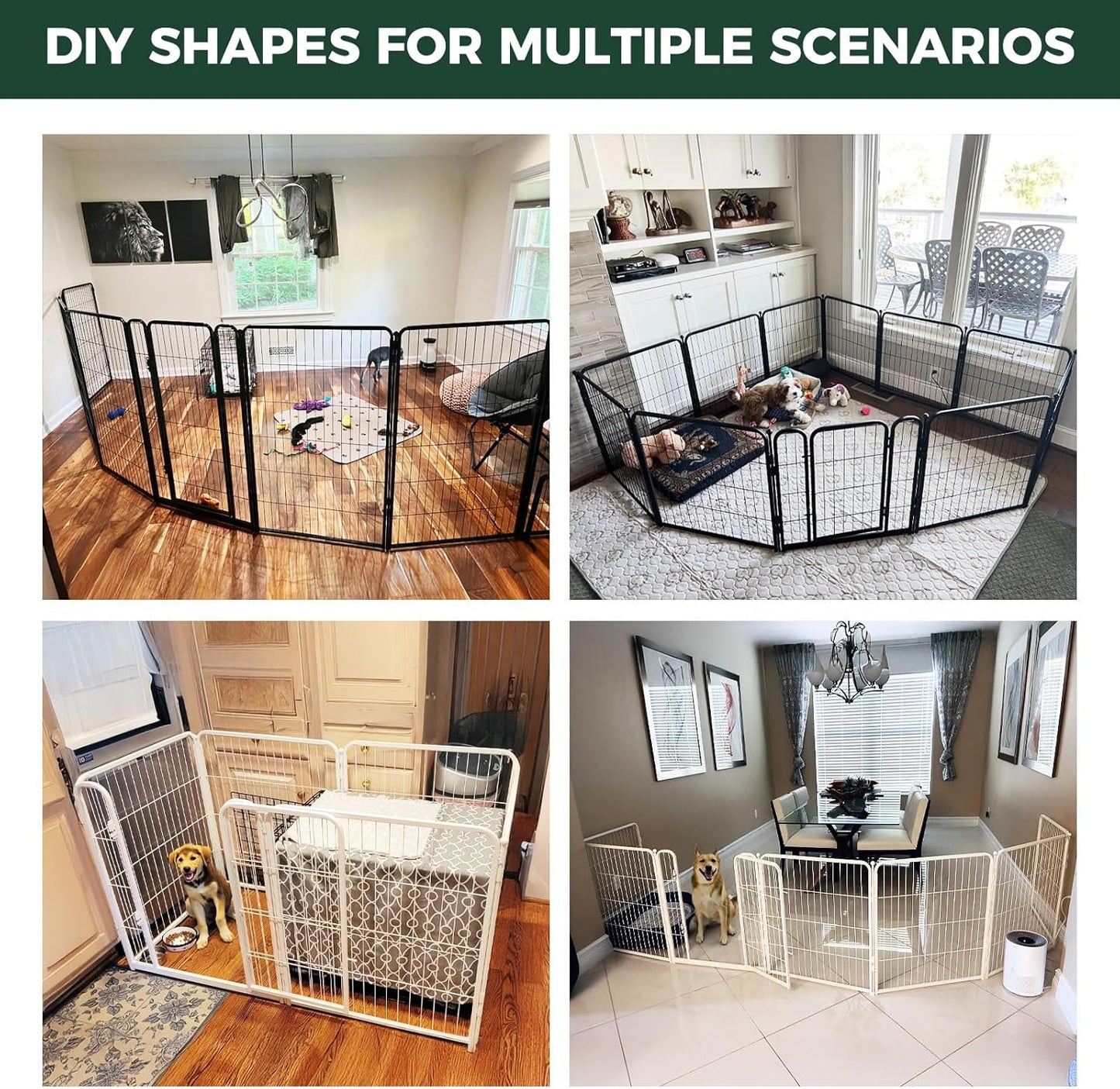 FXW Homeplus Unleashed Indoor Dog Playpen - Stress-Free and Safe Play, Heavy Duty 24 Inch 16 Wire Panels Dog Pen for Puppy and Small Dogs, White│Patented