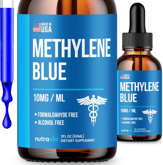 Methylene Blue 99.99% - Official Formula - Methylene Blue Liquid Drops Advanced Strength Formula, Increased Absorption, Methylene Blue Supplement Liquid Powder Compare to Pharmaceutical Grade (2oz)