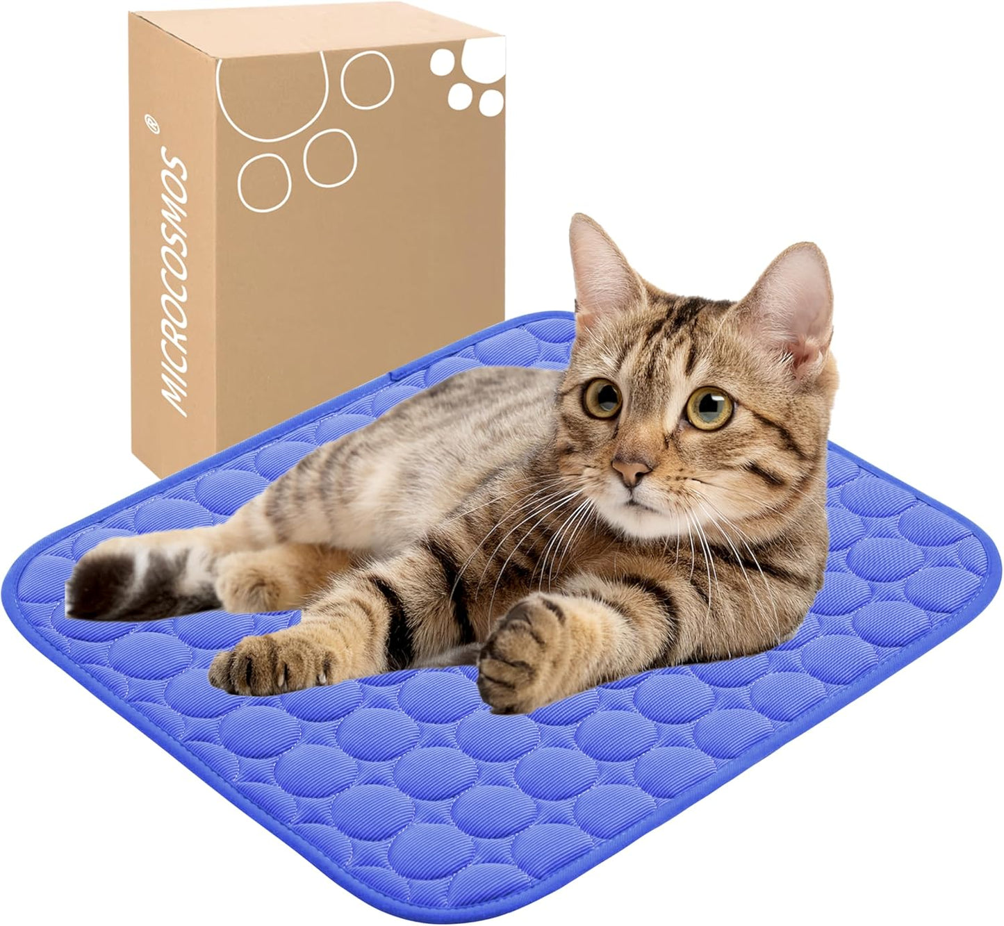 MICROCOSMOS Summer Cooling Mat & Sleeping Pad- Water Absorption Top, Materials Safe, Easy Carry, EZ Clean. Keep Cooling for Pets, Kids and Adults.(Navy Blue, 19" x 15")