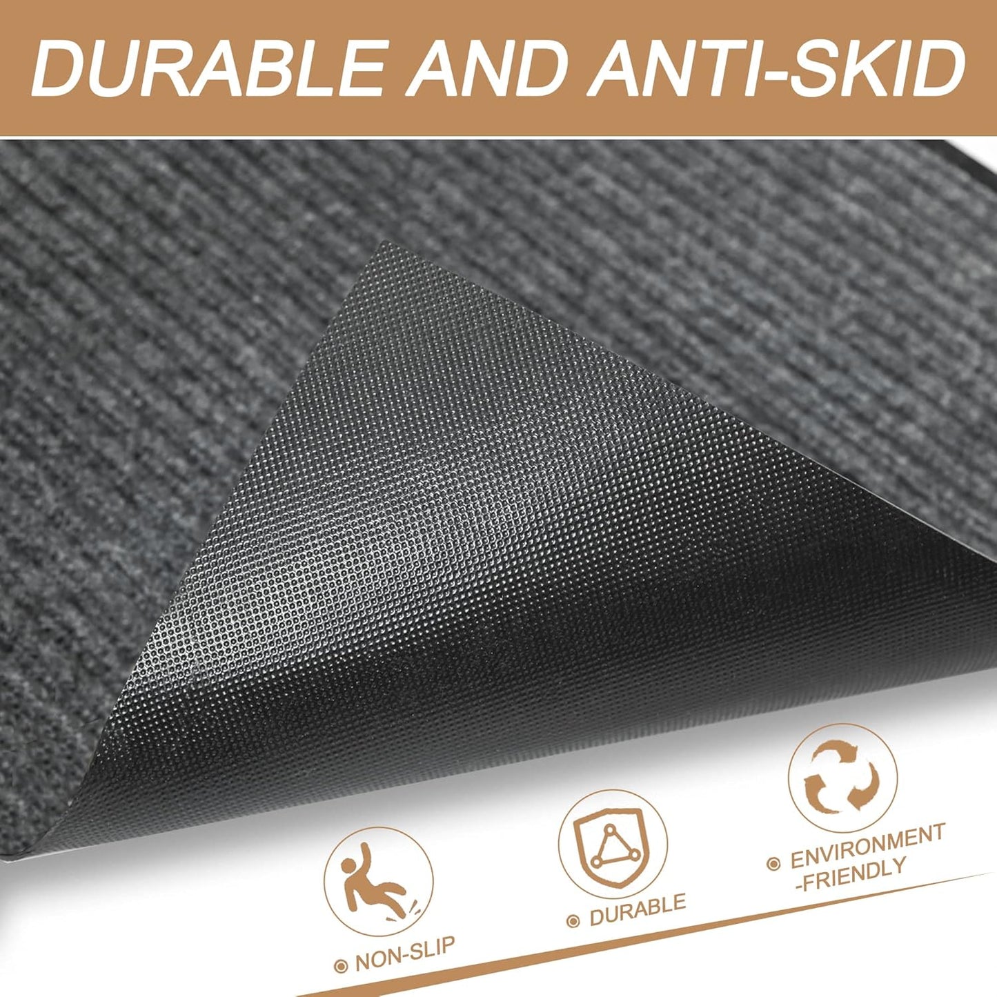 Durable Front Door Mat, Heavy Duty Indoor Outdoor Doormat, 72" x 48" Low Profile Outdoor Mats for Home Entrance, Stain and Fade Resistant Shoe Scraper Mat, Ideal for High Traffic Area