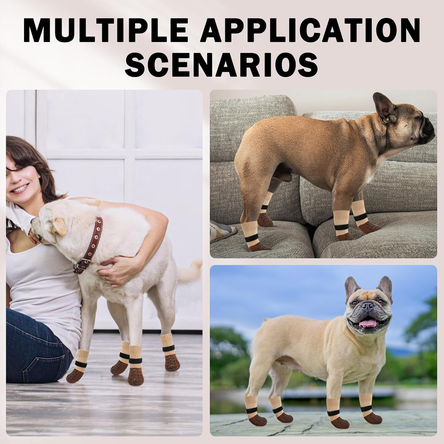 SCENEREAL Dog Socks to Prevent Licking Paws for Hardwood Floors Anti Slip, Dog Grippy Socks Shoes for Senior Small to Large Dogs, Dog Boots & Paw Protectors for Hot/Cold Scratching Pavement