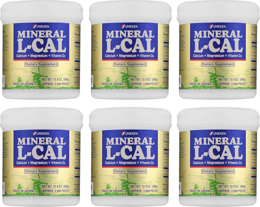 Mineral L-Cal Calcium with Vitamin D3, 3 Year Supply, Water Soluble Ball Format with Magnesium & Minerals, Fast Absorbing Calcium Magnesium D3 Supplement, 3,600 Balls per Bottle, 360g Each, Pack of 6