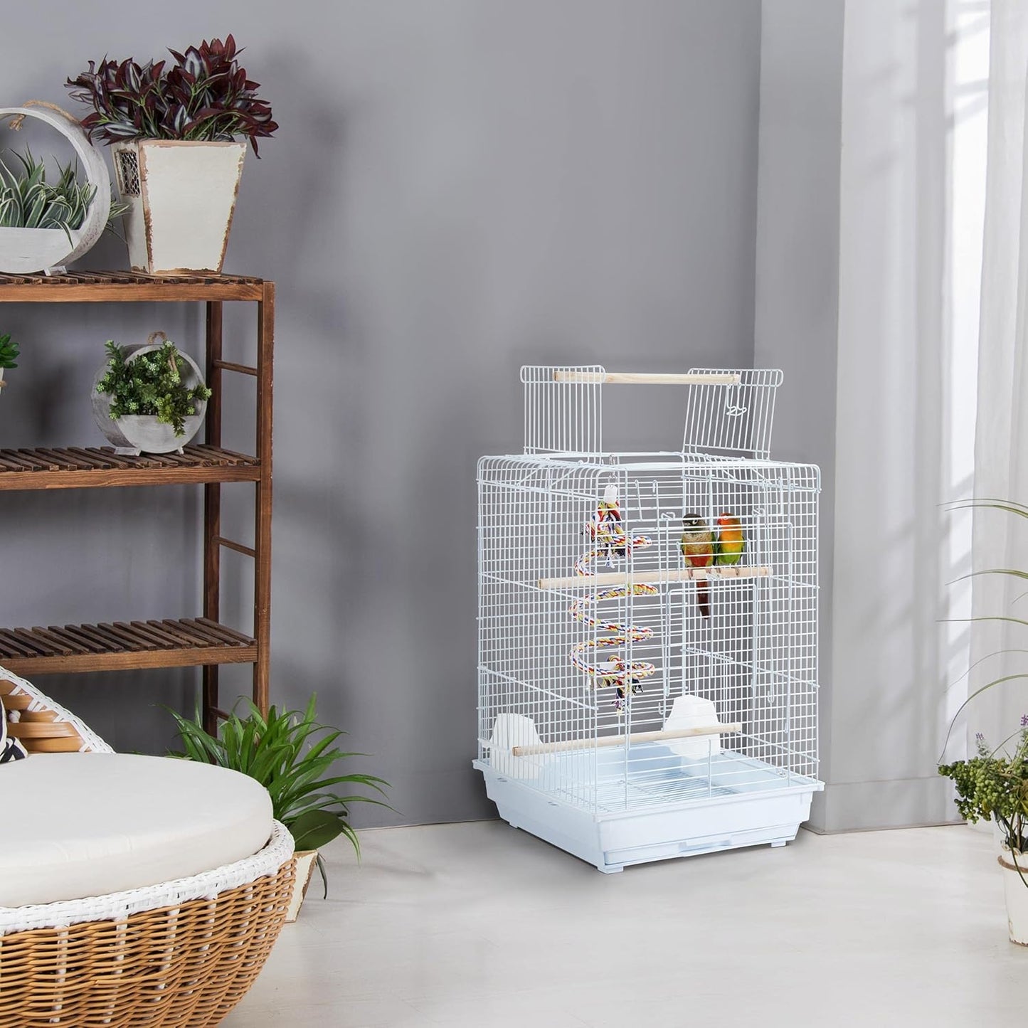 Yaheetech Open Play Top Travel Bird Cage for Conure Sun Parakeet Green Cheek Conure Lovebird Budgie Finch Canary, Small-Size Cage Portable