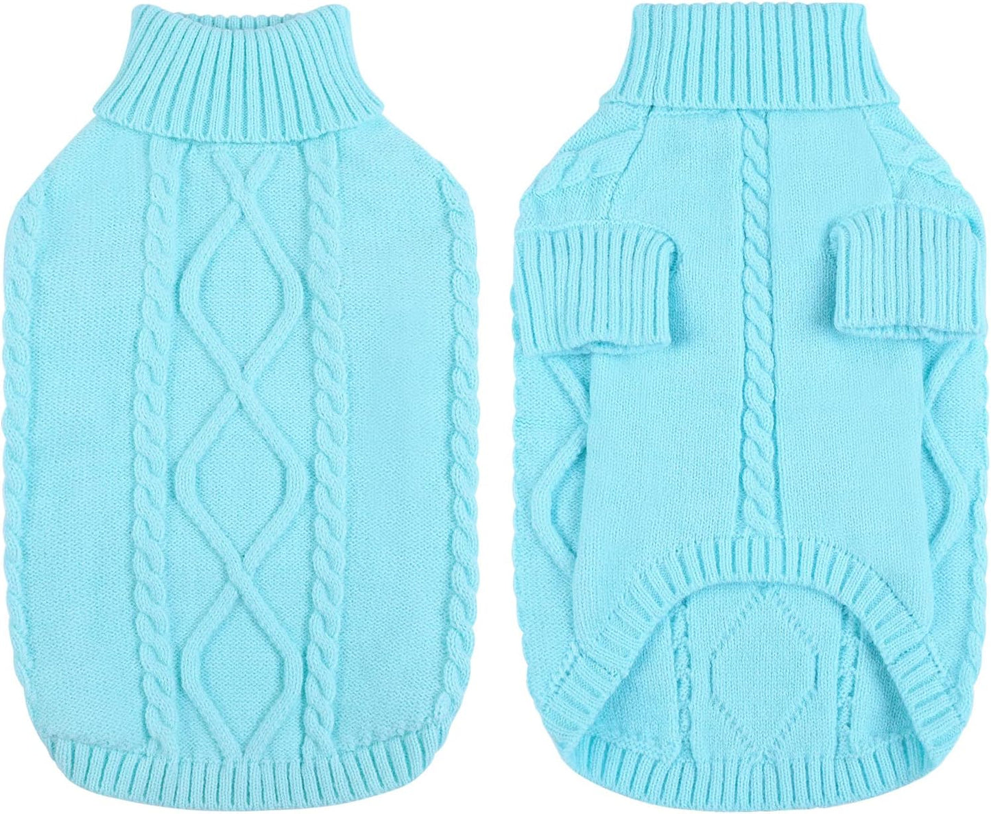 Queenmore Dog Sweater for Large Size Pet,Pitbull Dog Sweater,XXL Doggy Sweater for Labrador Retriever,Cold Weather Warm Knitted Pet Sweatershirt for Boy Girl Dogs (Sky Blue,2XL)
