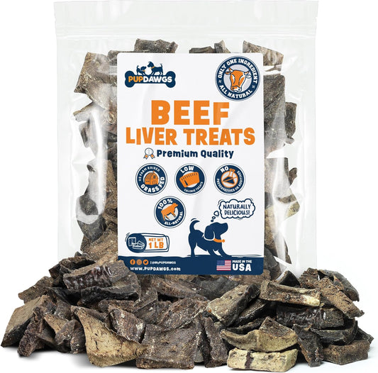 Hickory Smoked Flavor Beef Liver Treats, 1lb - All-Natural Dehydrated Dog Treats - Nutritious Training Treats for Dogs Made in USA