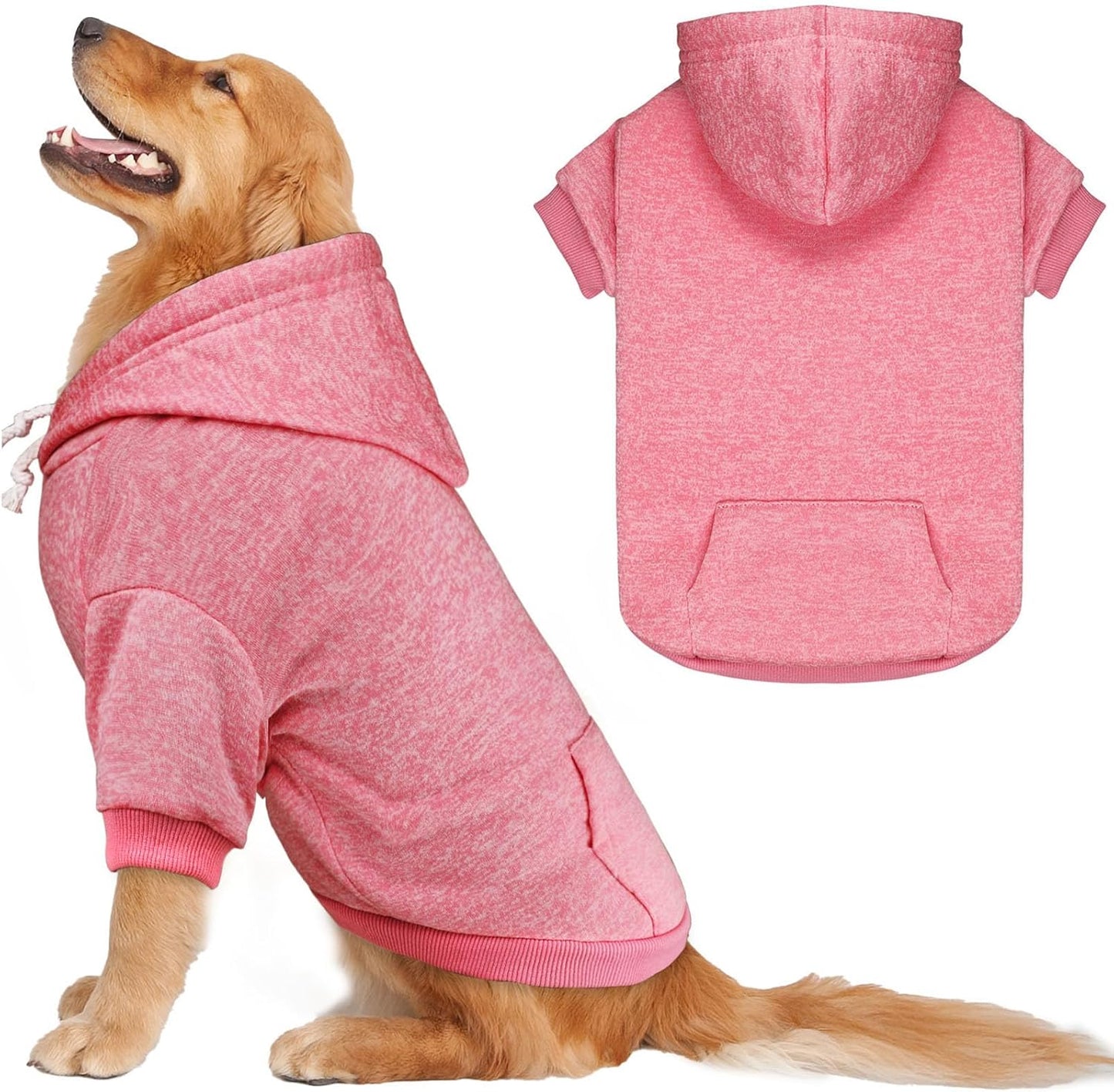 Dog Sweaters for Large Dogs Dog Hoodie Fleece Sweater Soft Pet Clothes Sweatshirt with Pocket Pet Hoodie for Large Dogs(Pink&XL)