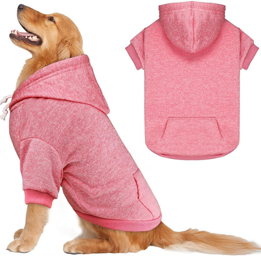 Dog Sweaters for Large Dogs Dog Hoodie Fleece Dog Sweater Soft Dog Clothes Sweatshirt with Pocket Dog Hoodie for Large Dogs(Pink&XXL)