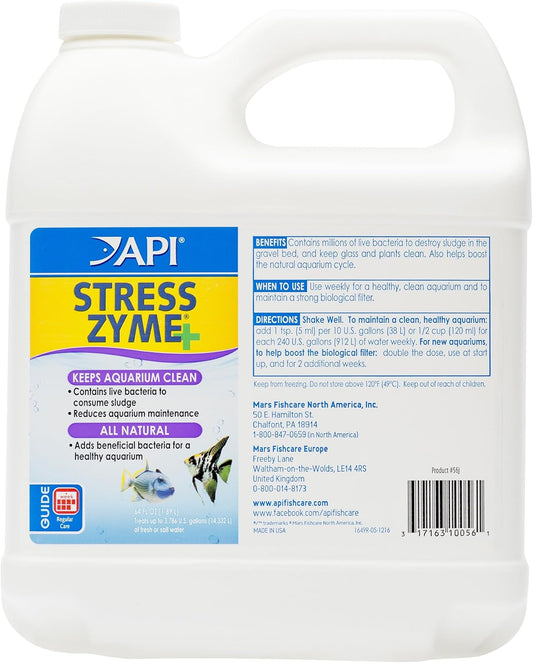 API STRESS ZYME Freshwater and Saltwater Aquarium Cleaning Solution 64-Ounce Bottle