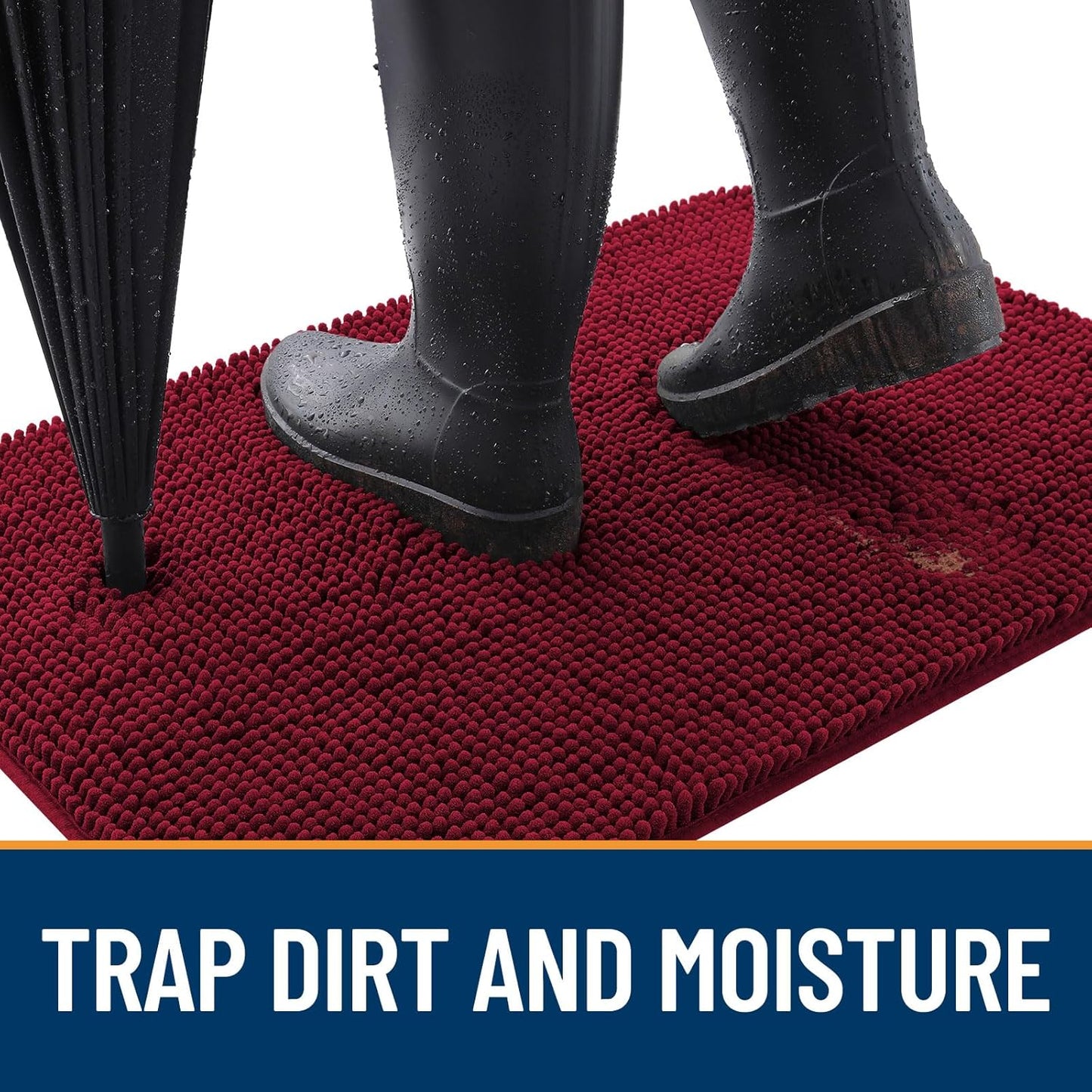 OLANLY Dog Door Mat for Muddy Paws 30x20, Absorbs Moisture and Dirt, Absorbent Non-Slip Washable Doormat, Quick Dry Chenille Mud Mat for Dogs, Entry Indoor Entryway Carpet for Inside Floor, Burgundy