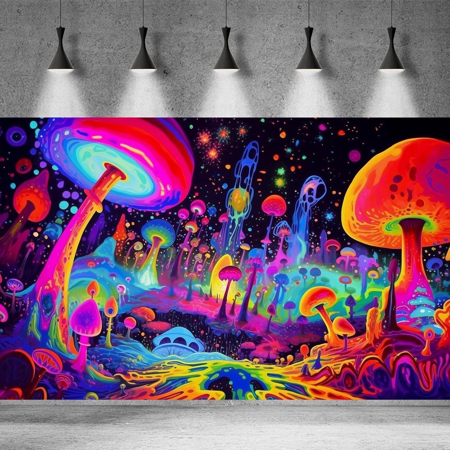 Fantasy Mushrooms Aquarium Background Abstract Mysterious Mushroom Landscape Terrarium Background Amazing Rainbow Mushrooms Theme Fish Tank Backdrop Poster Wallpaper Decorations Vinyl 30x18in