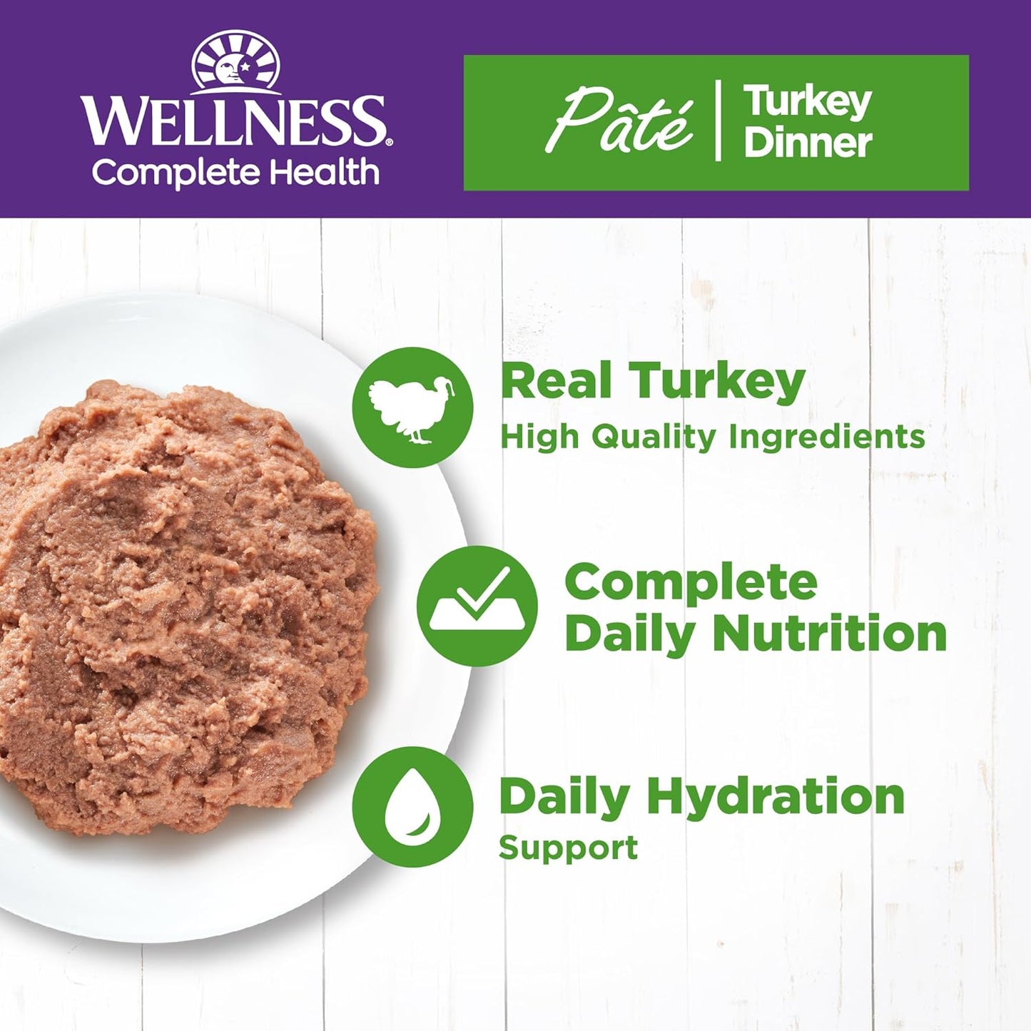 Wellness Complete Health Pate Adult Wet Cat Food, Natural, Protein-Rich, Grain Free, 5.5 Ounce, 24 Pack, (Turkey)