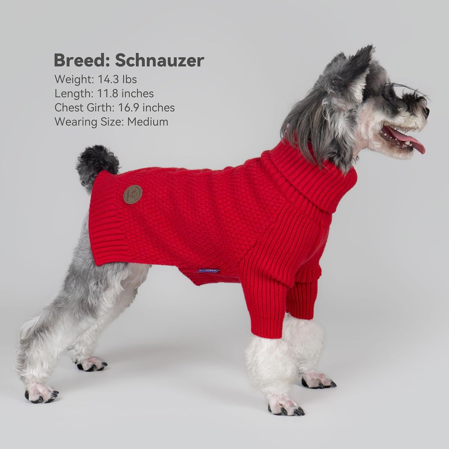 cyeollo Dog Sweaters for Medium Dogs Male, Stretchy Warm Turtleneck Doggy Clothes for Fall Winter, Thermal Knit Pet Apparel with Sleeves, Red XL