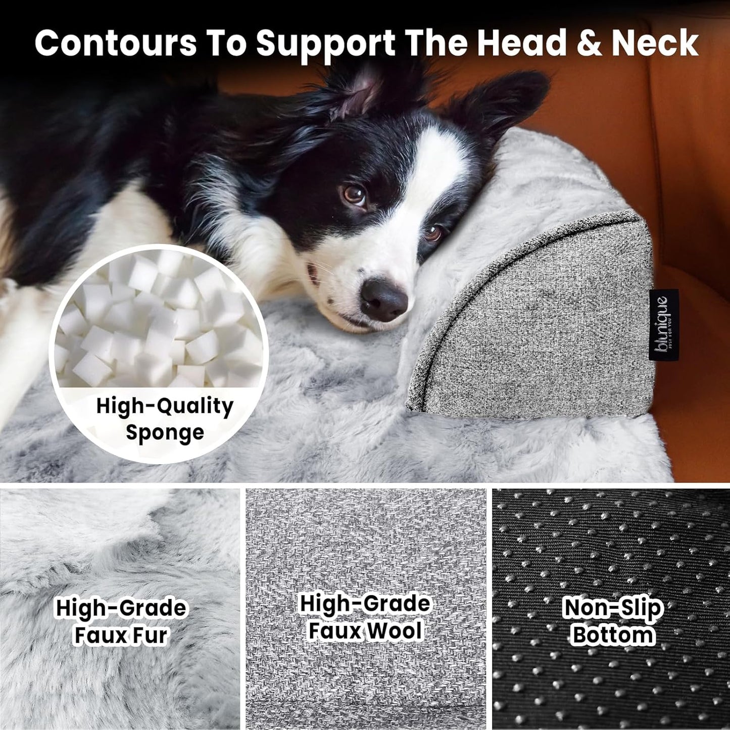 Calming Dog Couch Bed for Medium Dogs/Cats, 35 x 31 inch Waterproof Removable Pet Mat Couch Cover for Furniture Protector, Non-Slip Fluffy Pelsbarn Dog Bed for Couch, Sofa - Tie-Dye Grey