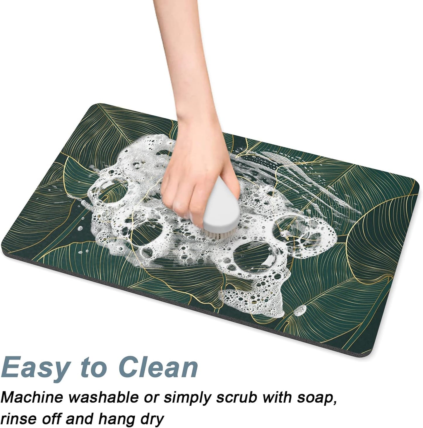 Rnivvi Dog Food Mat, 12" x 19" Flower Absorbent Dog Cat Bowl Mat for Food and Water, Cute Anti-Slip Rubber Pet Feeding Rug Protect Floors, Puppy Placemat for Feeding & Watering Supplies, Tropical