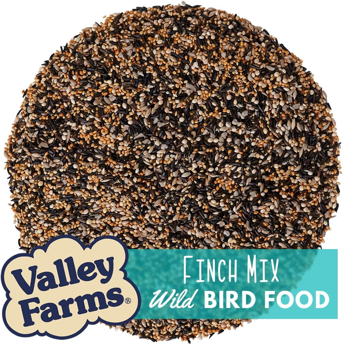 Valley Farms Wild Finch Mix (15 LB) Wild Bird Food for Outside Feeders, Wild Bird Seed with Millet and Chopped Sunflower Hearts for Birds, Finch Seed for Finch Feeders, Sunflower Kernels