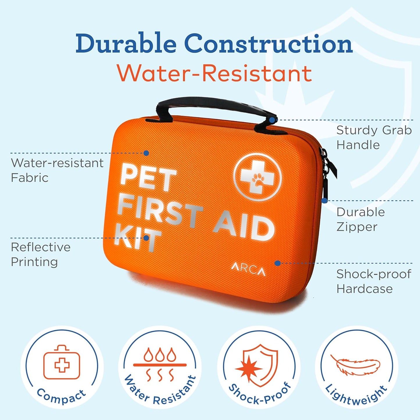 Cat & Dog First Aid Kit for Car - Pet Emergency Kit for Home Office Travel – Dog Camping Essentials with Digital Thermometer, Muzzle & Mini First Aid Pouch