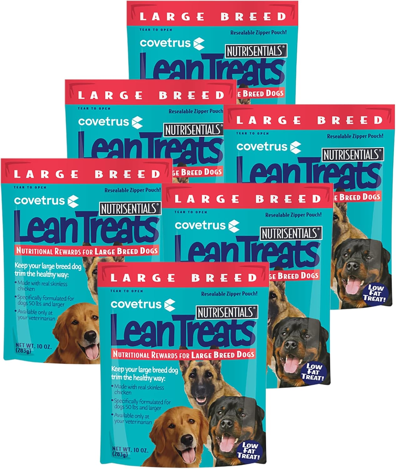 Covetrus Nutrisential Lean Treats for Large Dogs - Soft Dog Treats for Large Dogs - Nutritional Low Fat Bite Size K9 Treats - Chicken Flavor - 10oz - 6 Pack