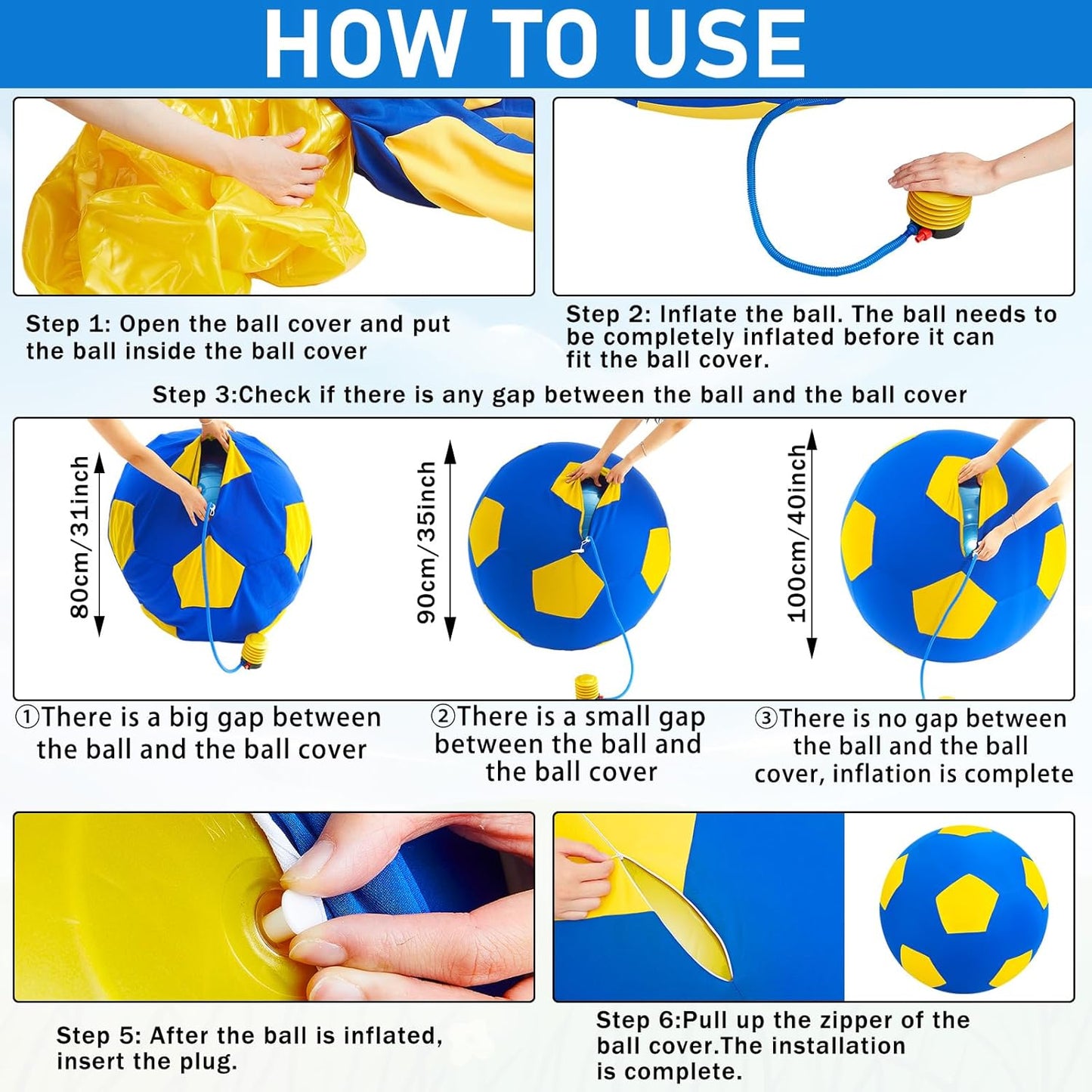 40inch Giant Herding Ball with Ball Cover Anti Burst Please Watch VCR for How to Inflation Horse Toys for Horses Stall Entertainment Play, Pump Included(Yellow,Stylish)