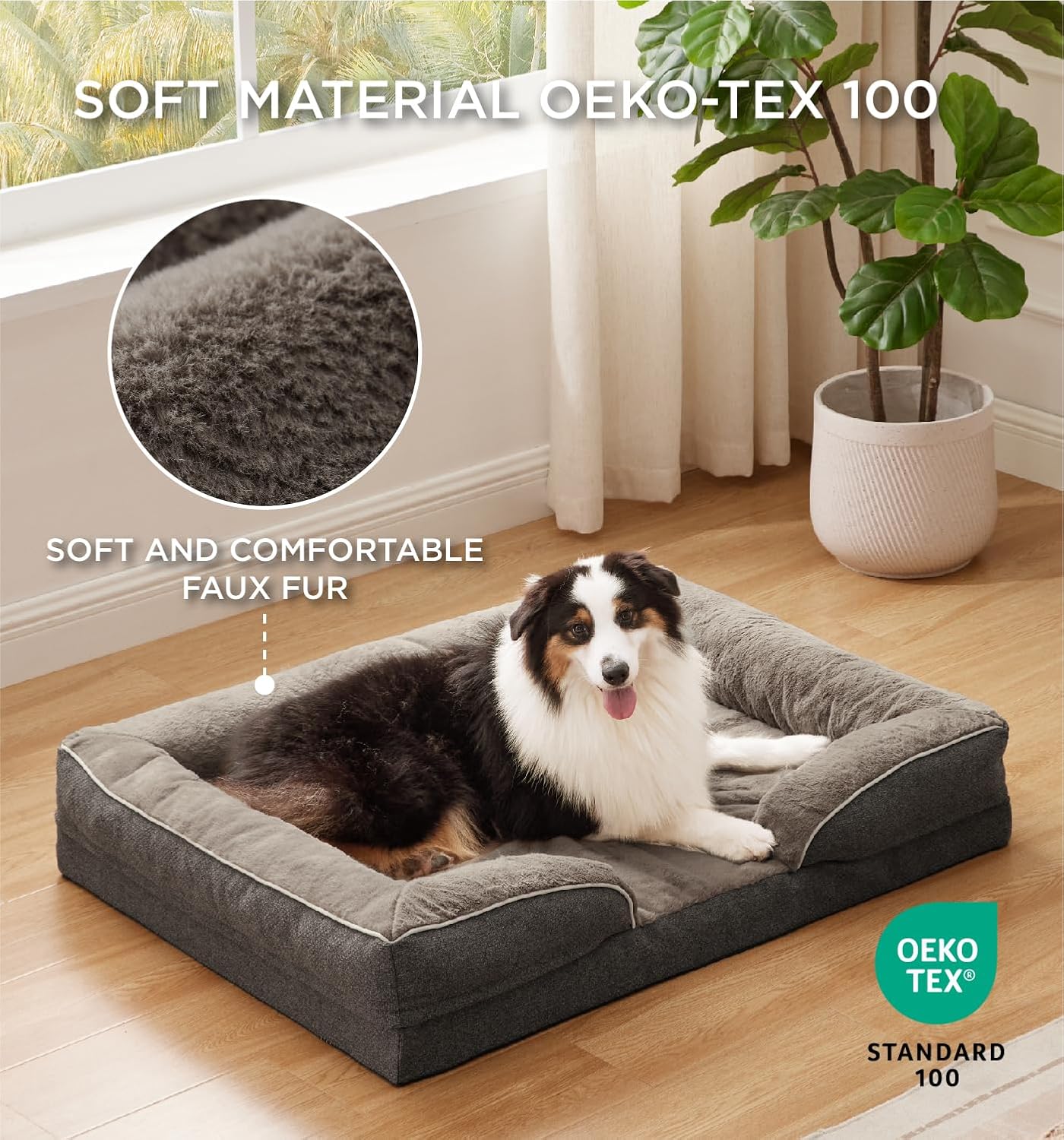 Made4Pets Orthopedic Dog Bed for Extra Large Dogs, Supportive Foam XL Pet Bed Sofa with Washable Removable Cover, Waterproof Large Dog Couch Bed, Non-Slip Bottom and Egg-Crate Foam, Brown