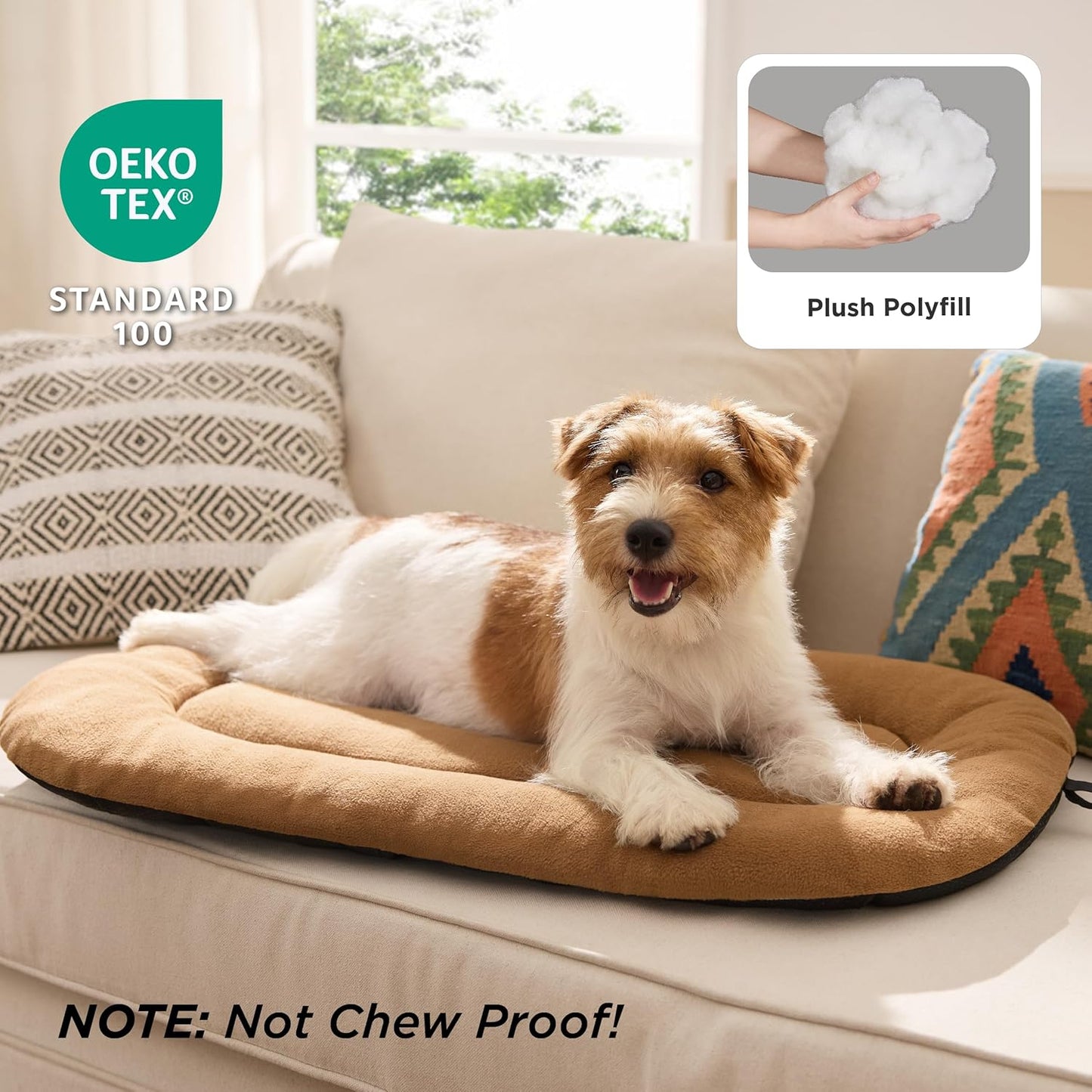 Bedsure Washable Dog Crate Pad for Large Dogs, Anti-Slip Puppy Kennel Dog Bed for Crate - Ultra Soft Fleece Flat Thin Pet Mat (Not Chew Proof), Brown 35"x22"