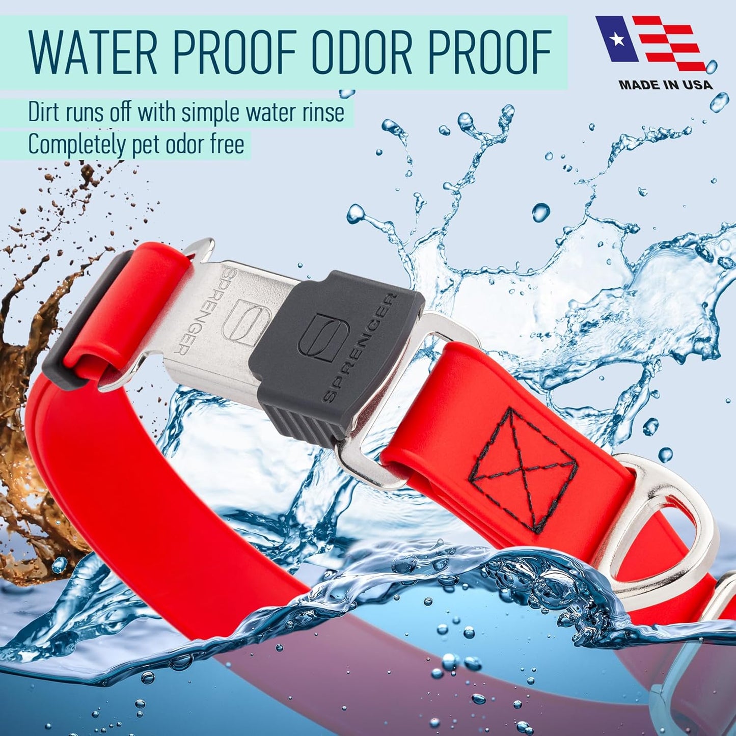 Dogline Biothane Waterproof Dog Collar with Herm Sprenger Black Stainless Steel Quick Release Buckle – Heavy Duty Tactical Durable Collar for Dogs – Comfortable and Safe Pet Collar W 1" L 15-25" Red