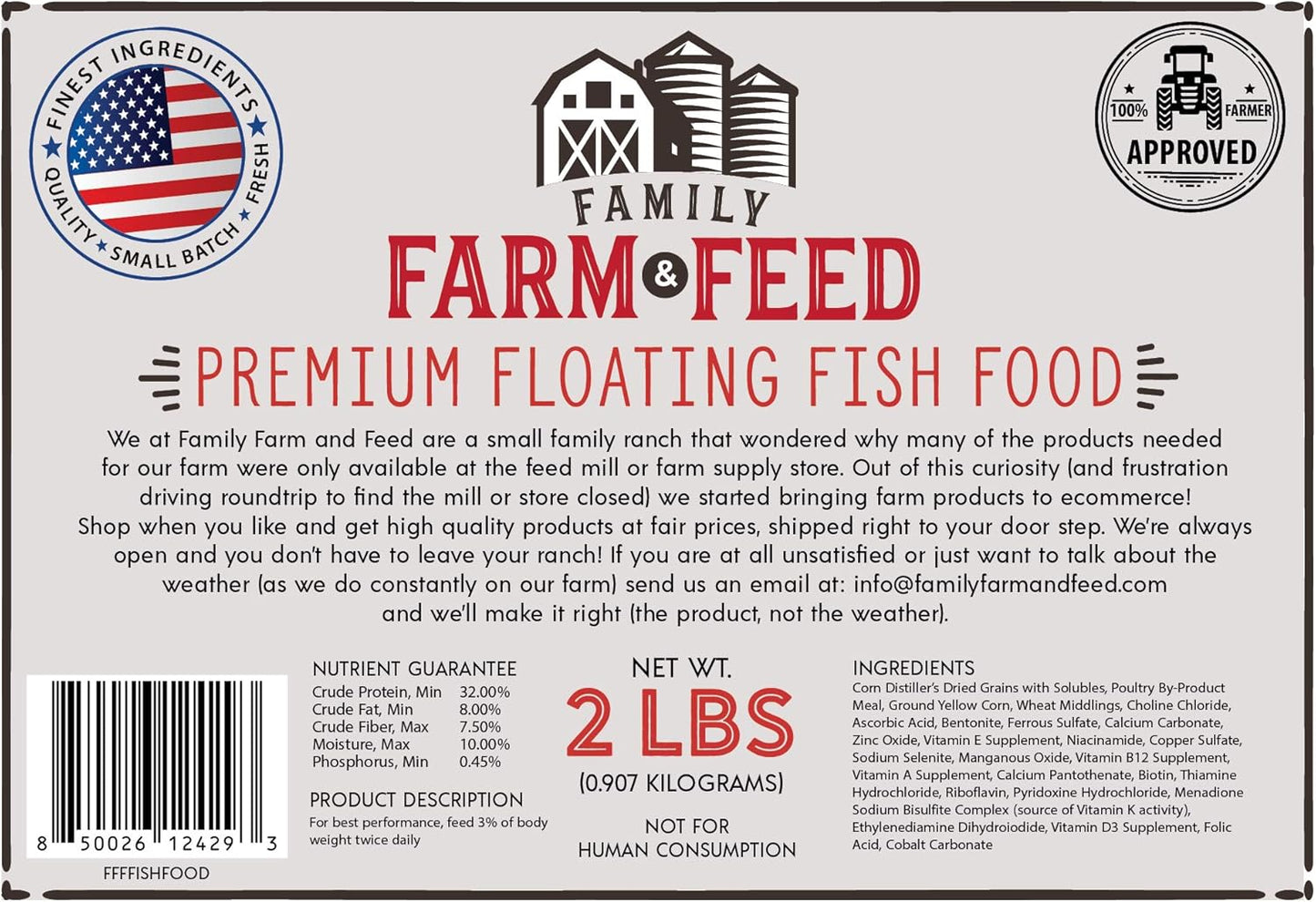 | Premium Floating Fish Food | Pond and Lake | Pellets | 2 Pounds