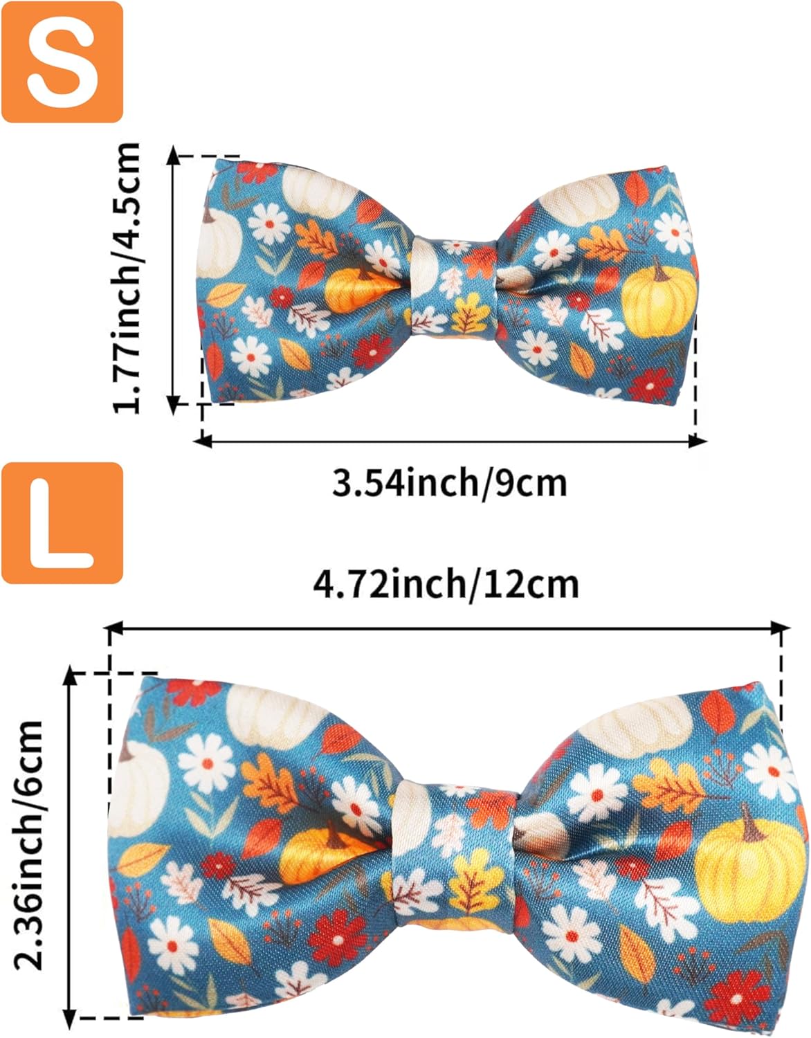 PET SHOW 10 Pack Fall Big Dog Bow Ties for Large Medium Dogs Sliding Collar Attachments Autumn Bowties Pumpkin Maple Leaf Bowknots Holiday Party Pet Grooming Accessories(Large)