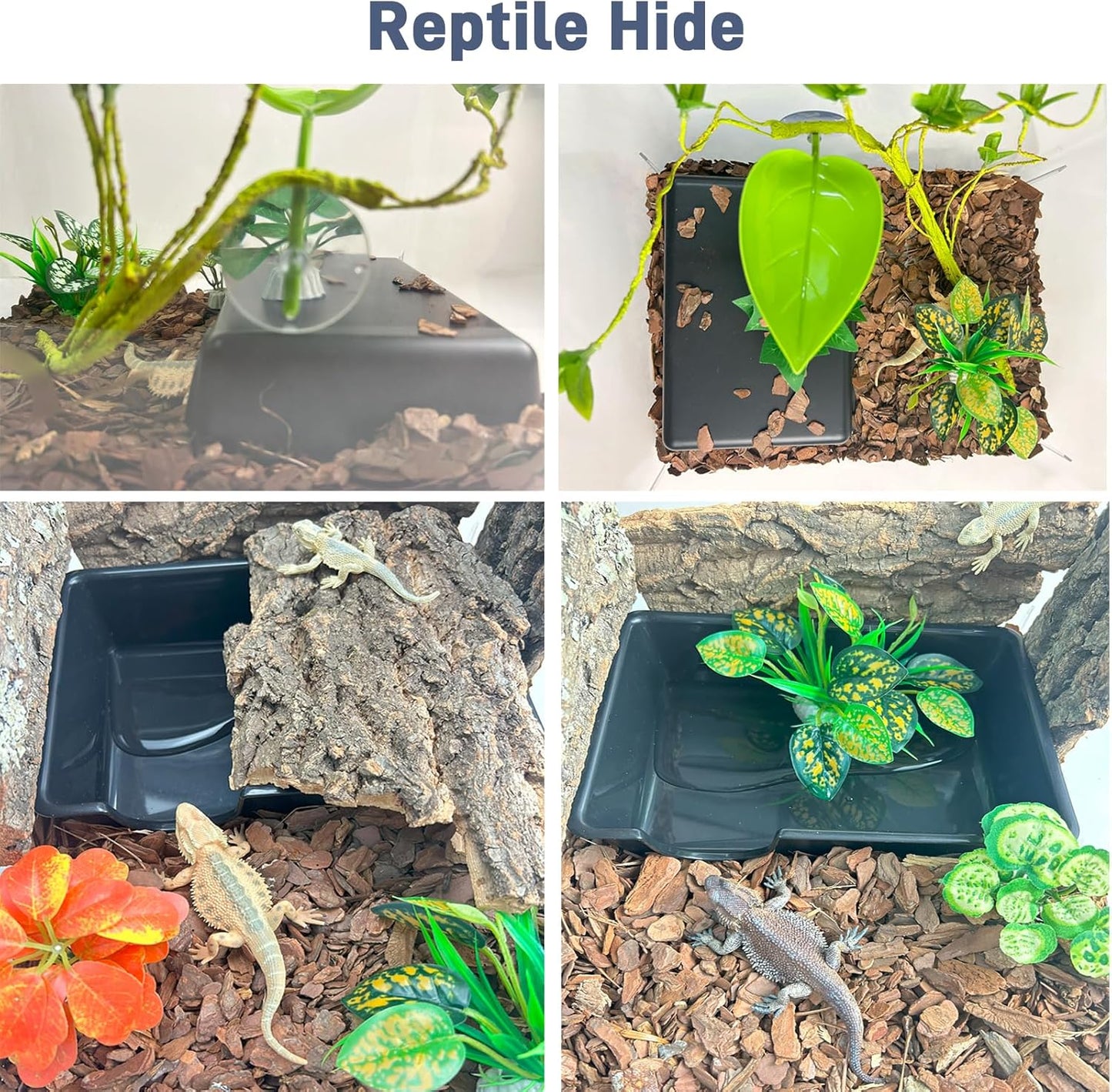 Large Humid Hideout Cave for Reptiles, Snake Hide for Ball Pythons, Gecko Hide, Leopard Geckos, Bearded Dragons,Compact Terrarium Decor with Easy-Clean Design (9.5"x6.7"x2.2")