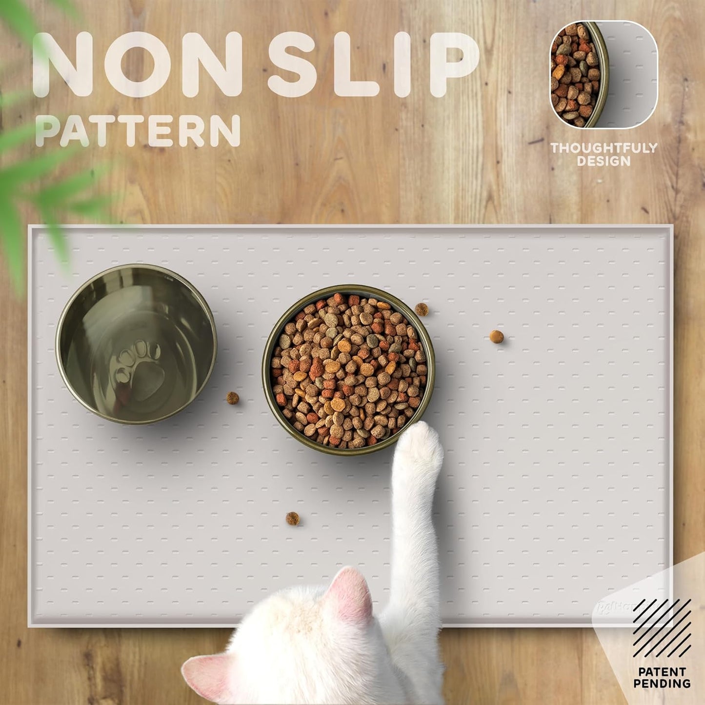 Dog Food Mat - Raised Edges Dogs Mat for Food and Water Prevent Spill, Waterproof Cat Food Mats Protect Floors, Easy Clean Dog Bowl Mats for Food and Water, Silicone Pet Feeding Placemats