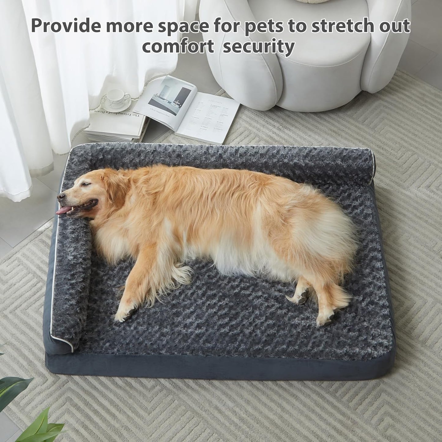 BFPETHOME Orthopedic Dog Beds for Large Dogs-Waterproof Sofa Dog Bed with Removable Washable Cover, Large Dog Bed with Waterproof Lining and Nonskid Bottom,Pet Bed for Large Dogs