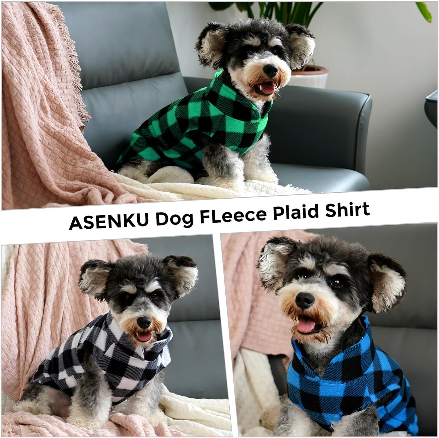 ASENKU Plaid Dog Fleece Vest Pack, Soft & Warm Winter Coat Jacket Pet Clothes for Small & Medium Dogs