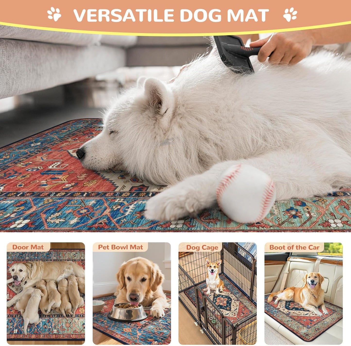 Lahome Reusable Washable Puppy Pads - 2 Pack Super Absorbent & Waterproof Dog Training Mats for Potty, Crate and Floor - Leakproof Pee Pads with Non-Slip Backing (Red, 36"x48")