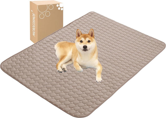 MICROCOSMOS Summer Cooling Mat & Sleeping Pad- Water Absorption Top, Materials Safe, Easy Carry, EZ Clean. Keep Cooling for Pets, Kids and Adults.(Brown, 59" x 40")