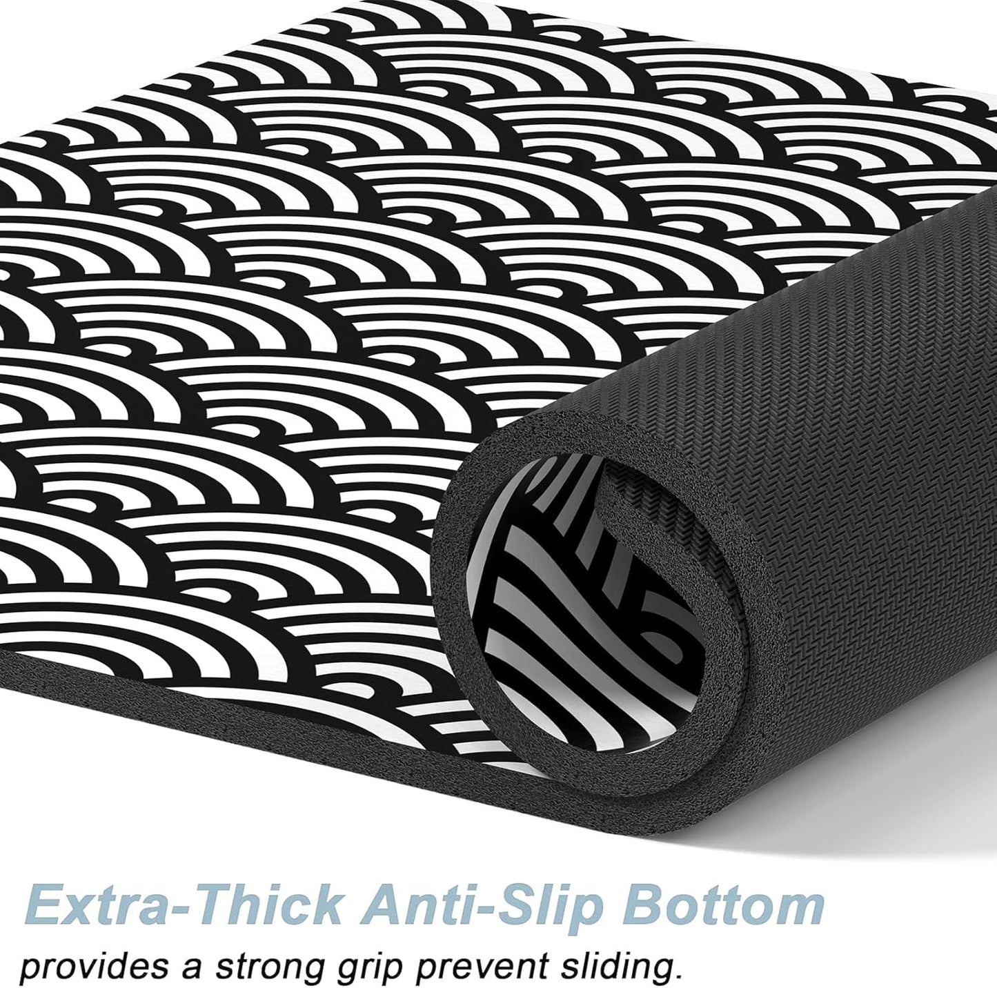 Rnivvi Dog Food Mat, 12" x 19" Absorbent Dog Cat Bowl Mat for Food and Water, Cute Anti-Slip Rubber Pet Feeding Rug Protect Floors, Puppy Placemat for Feeding & Watering Supplies,Gray Rounded Wave