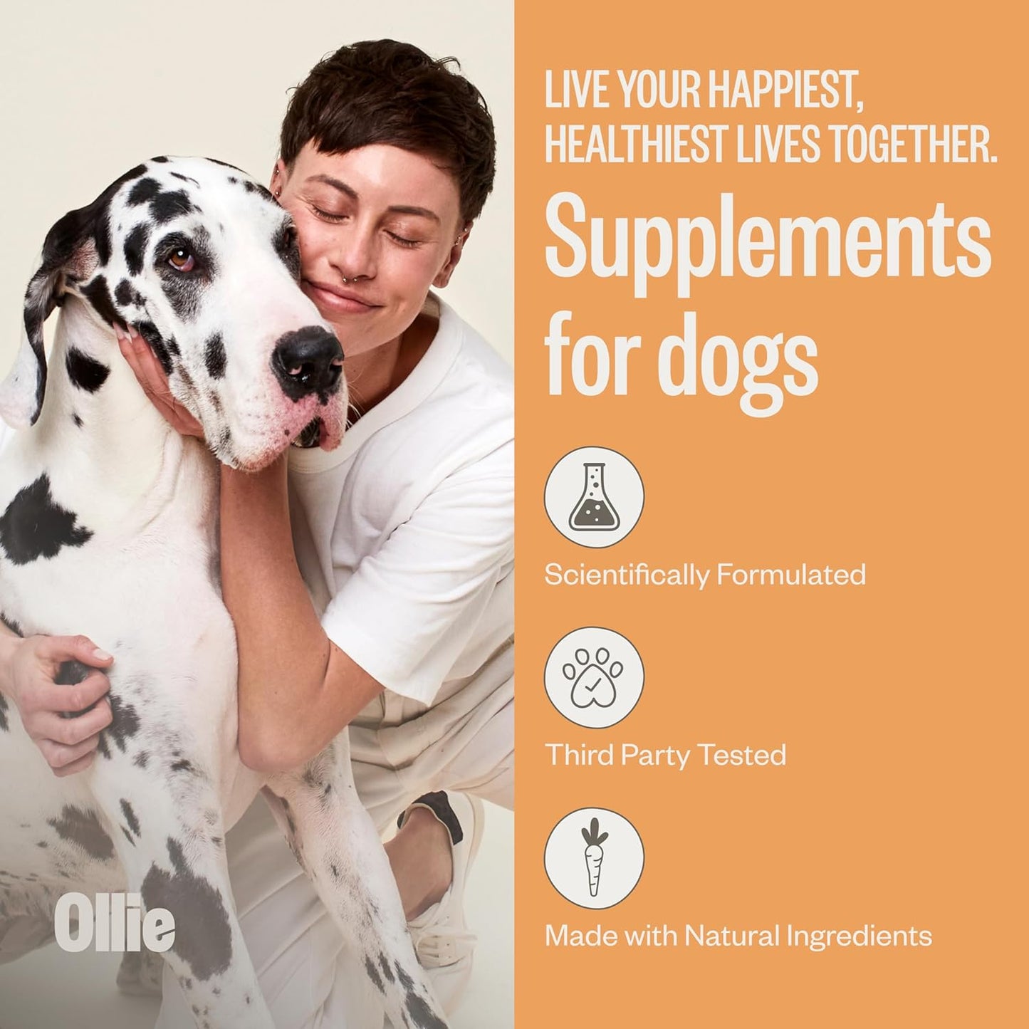 Ollie Dog Skin & Coat Supplement, Soothes Irritated Skin, Promotes Healthy & Shiny Fur & Coat, 60 Count Appx.