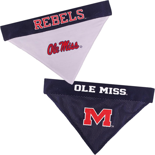 Pets First Collegiate Pet Accessories, Reversible Bandana, Mississippi Ole Miss Rebels, Large/X-Large