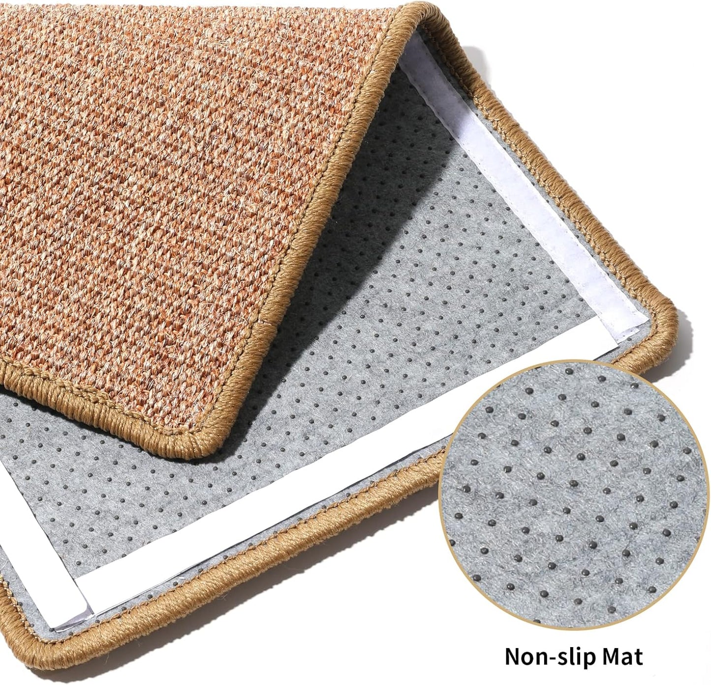 FUKUMARU Cat Scratcher Mat, 23.6 X 15.7 Inch Natural Sisal Cat Scratch Mats, Horizontal Cat Floor Scratching Pad Rug with Sticky Tapes, Protect Couch and Carpets