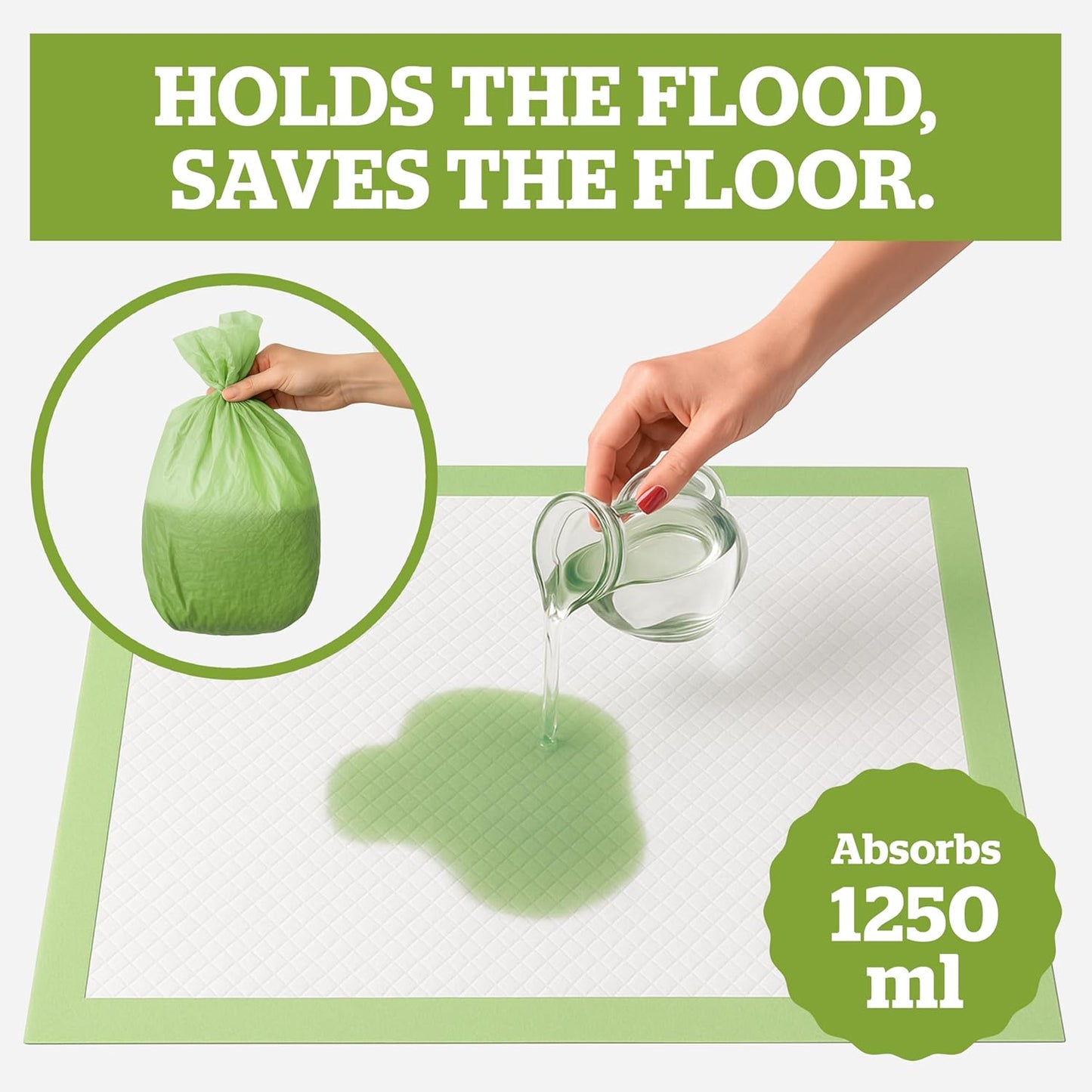 Pogi’s Potty Pads with Sticky Tabs – XL, Super Absorbent, Odor Blocking, 20-Count (24x35in)