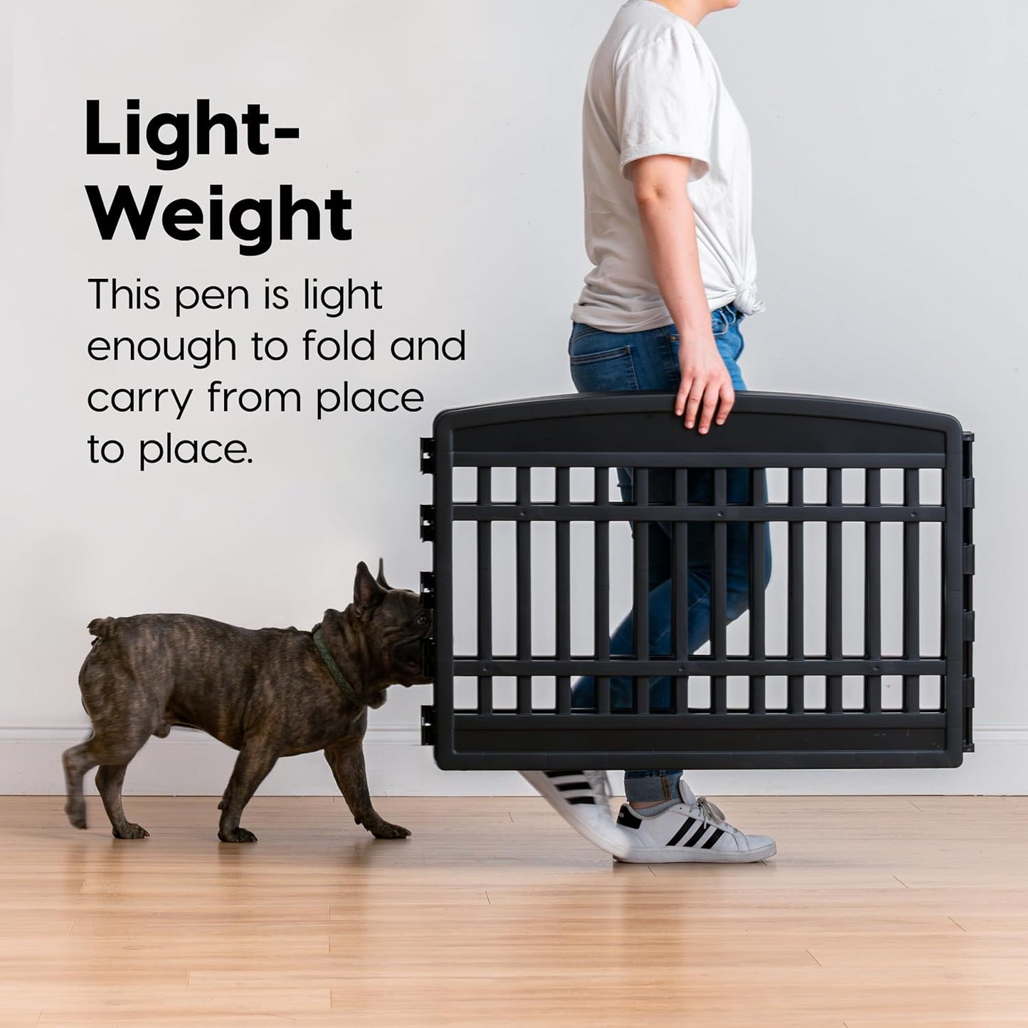 IRIS USA 24" 6-Panel Puppy Playpen, 61 x 61 x 24, Puppy Fence, Dog Playpen, Dog Play Pen Indoors, Pet Fence, Puppies/Small Dogs, Black