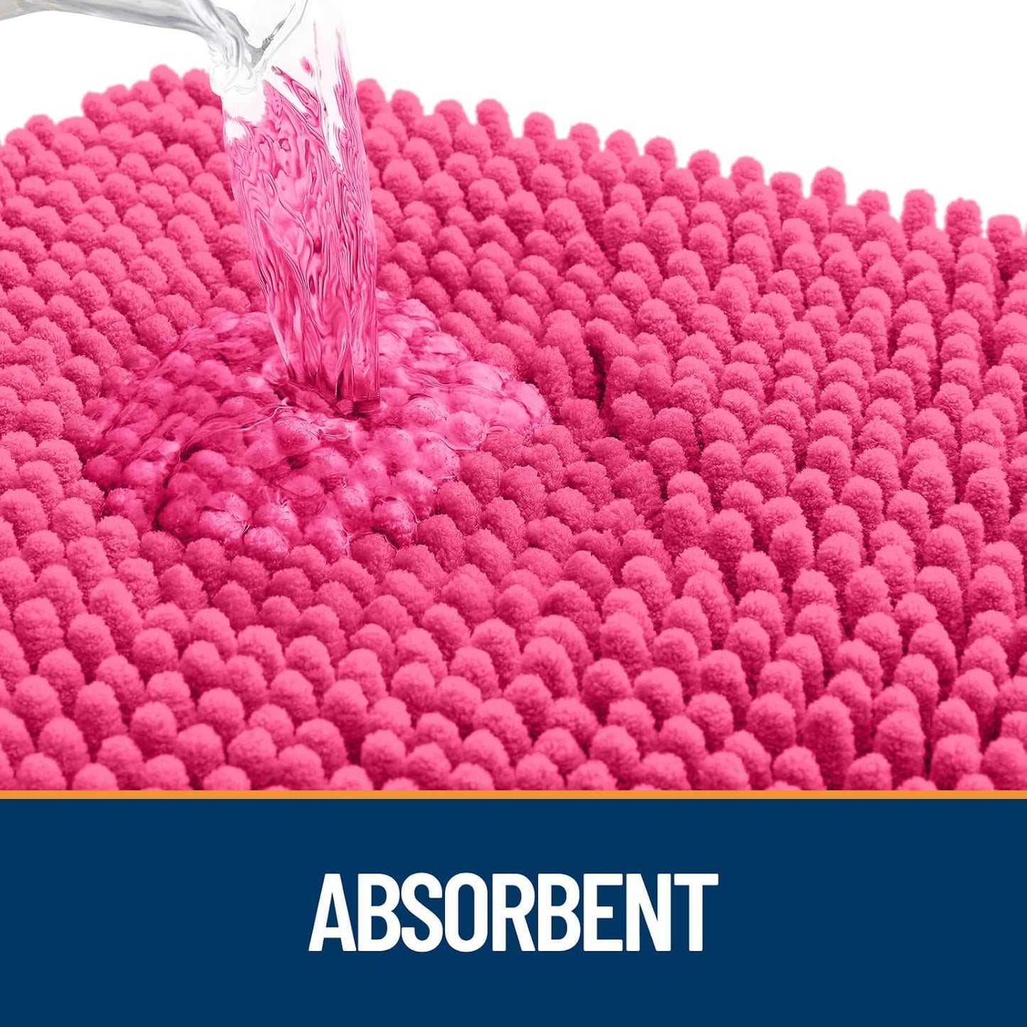 OLANLY Dog Door Mat for Muddy Paws 48x30, Absorbs Moisture and Dirt, Absorbent Non-Slip Washable Doormat, Quick Dry Chenille Mud Mat for Dogs, Entry Indoor Entryway Carpet for Inside Floor, Hot Pink