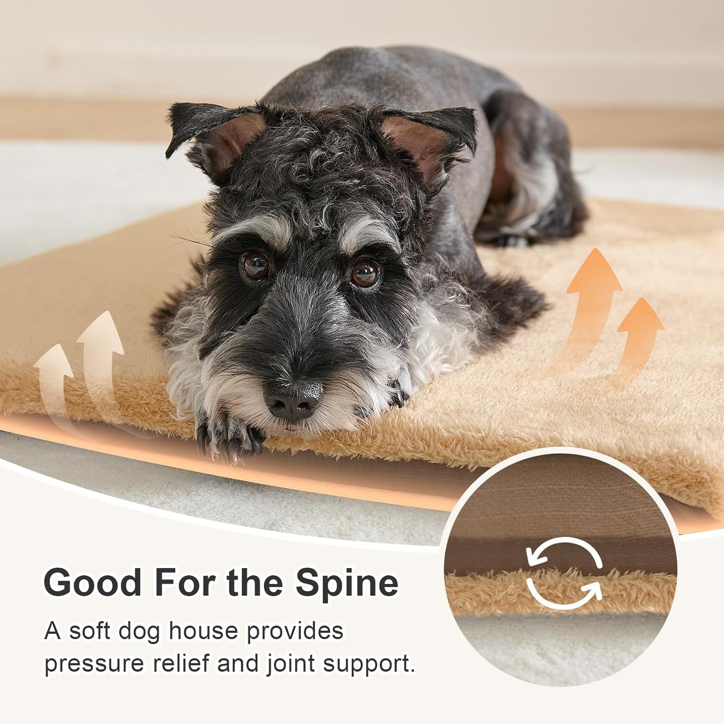 Jiupety Indoor Dog House, 2-in-1 Portable Foldable House Bed with Cover, Pet Tent & Cave Bed for Medium Dogs, XL(29"×21"×20"), Up to 44 Lb, Brown