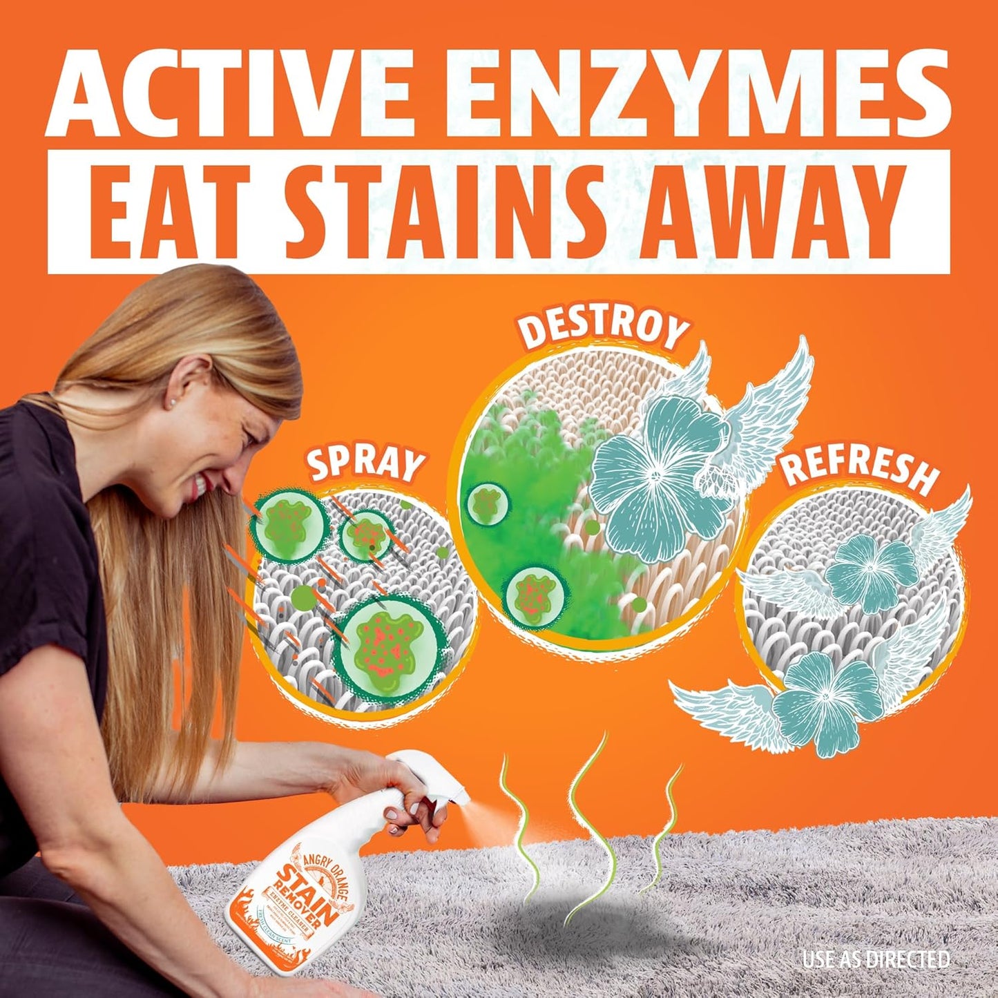 ANGRY ORANGE Cat Urine Odor Eliminator & Stain Remover, Pet-Friendly Deodorizer