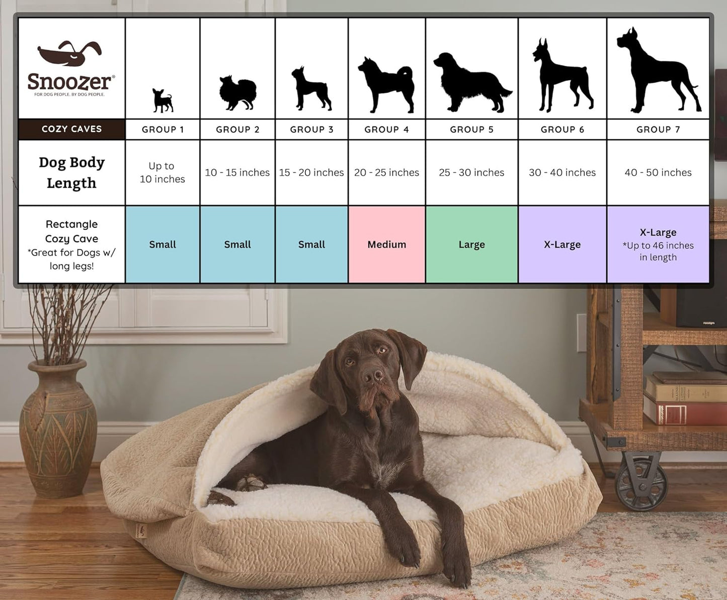 Snoozer Pet Products Rectangle Cozy Cave Dog Bed, Medium, Red