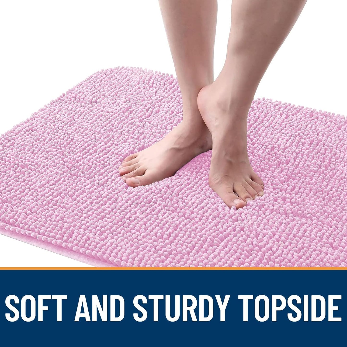 OLANLY Dog Door Mat for Muddy Paws 47x32, Absorbs Moisture and Dirt, Absorbent Non-Slip Washable Doormat, Quick Dry Chenille Mud Mat for Dogs, Entry Indoor Entryway Carpet for Inside Floor, Pink