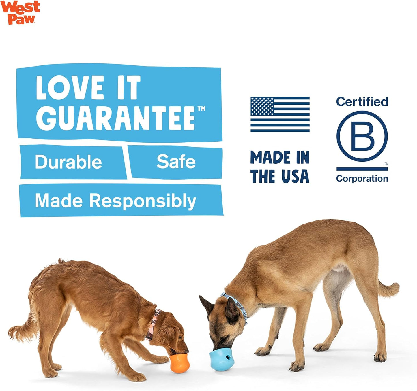 WEST PAW Zogoflex Limited Edition Toppl Treat Dispensing Dog Toy Puzzle – Interactive Chew Toys for Dogs – Dog Toy for Moderate Chewers, Fetch, Catch – Holds Kibble, Treats, Large 4", Periwinkle