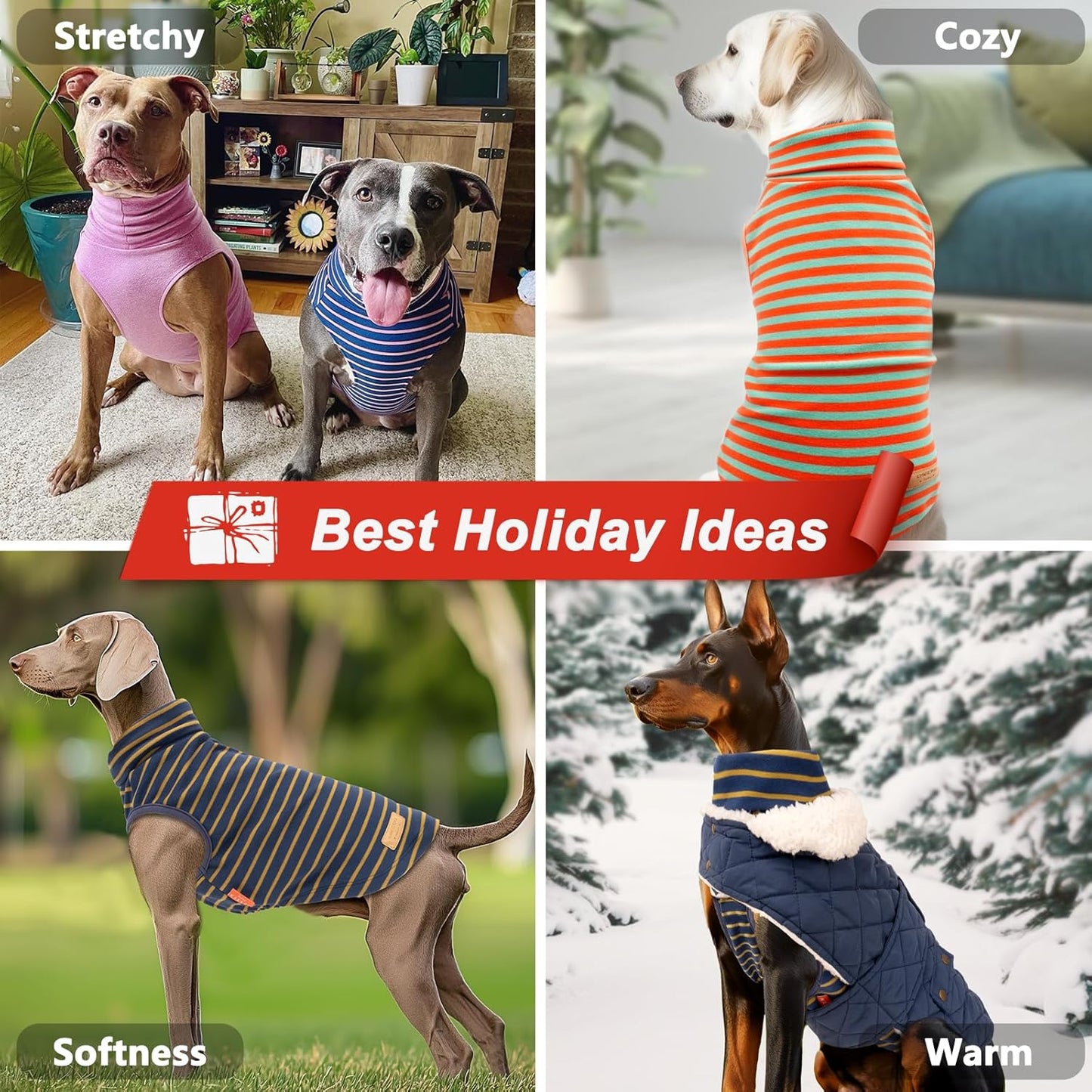 KYEESE 2Pack Dog Sweater Turtleneck Pet Coats Warm Dogs Clothes Pullover Dog Sweaters for Large Dogs Soft Pets Sweatshirt Stretchy Pet Sweater Large Size Pets